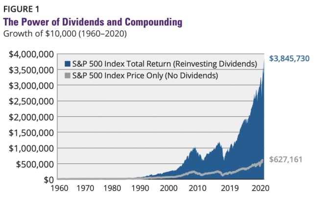 The power of dividends and compounding's chart