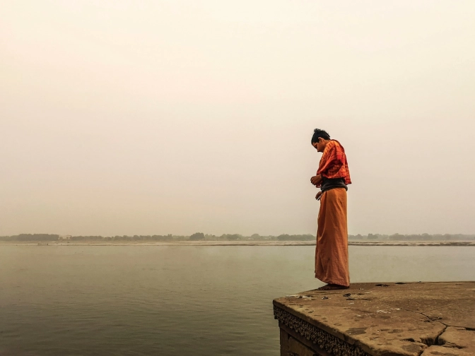 Monk standing by the river&nbsp;