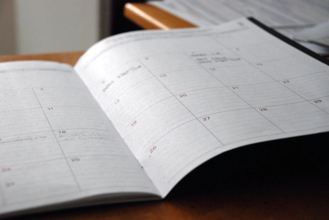 White paper calendar planner notebook